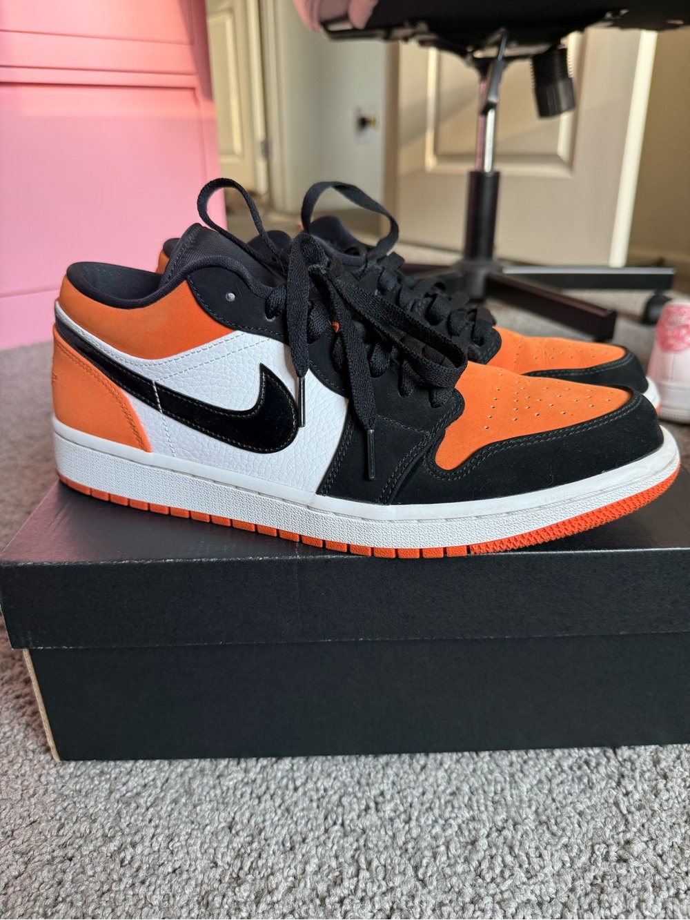 Nike Air Jordan 1 Low Sneakers in Orange, Black & White (Shattered Backboard)